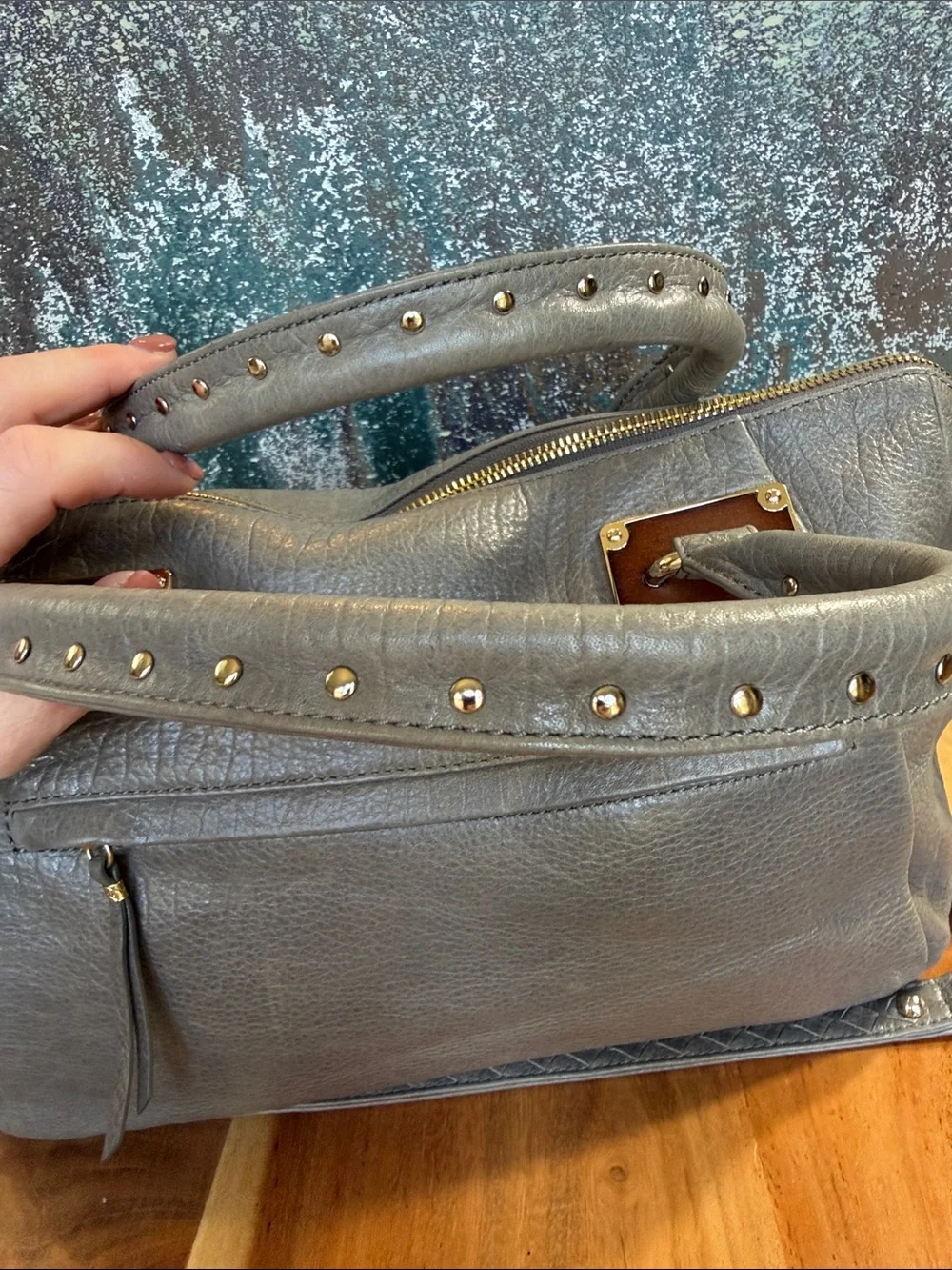 Elliott Lucca Leather Classic 2010s Albertine Metallic‎ Pewter Bag
